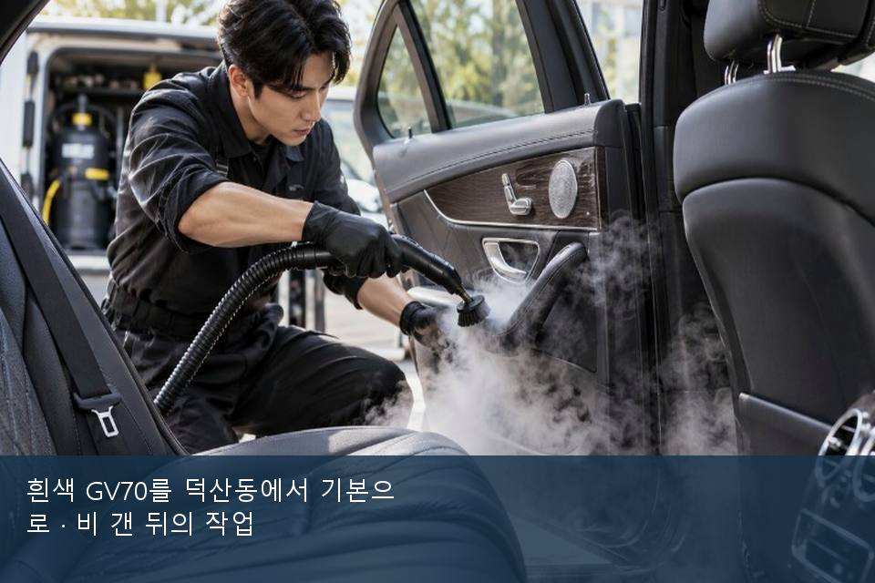 흰색 GV70를 덕산동에서 기본으로 · 비 갠 뒤의 작업