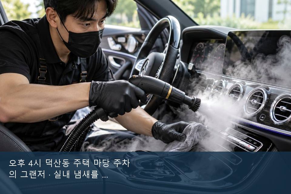 오후 4시 덕산동 주택 마당 주차의 그랜저 · 실내 냄새를 연 기록